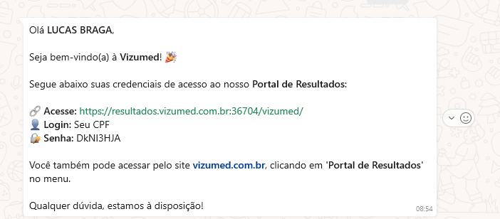 Compartilhamento de exames